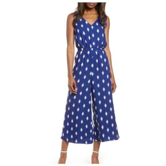 Gibson Print Side Pockets V Neck Wide Leg Jumpsuit - Picture 2 of 10